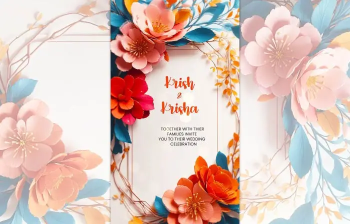 Unique 3D Floral Design Wedding Invitation Instagram Story